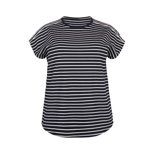 Miss Etam Plus gestreepte T-shirt donkerblauw afbeelding