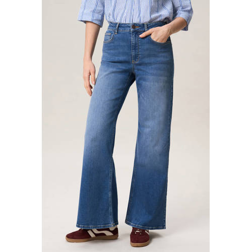 Miss Etam high waist wide leg jeans medium blue denim afbeelding