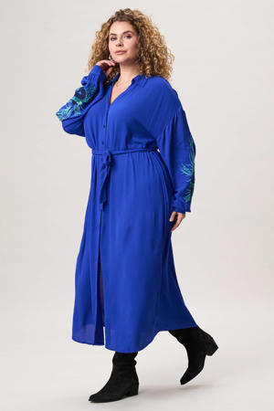 gebloemde maxi jurk blauw