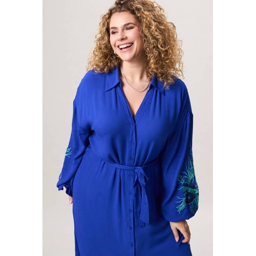 Miss Etam Plus gebloemde maxi jurk blauw afbeelding