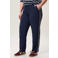 Miss Etam Plus straight regular waist gestreepte broek donkerblauw