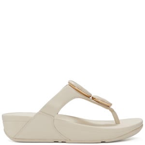 leren teenslippers ecru