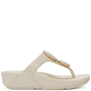leren teenslippers ecru