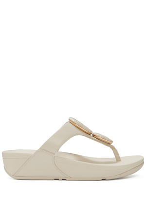 leren teenslippers ecru