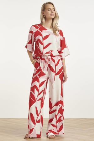 regular waist gebloemde casual broek rood
