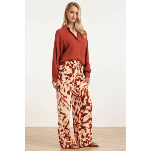 Smashed Lemon regular waist casual broek roodbruin afbeelding