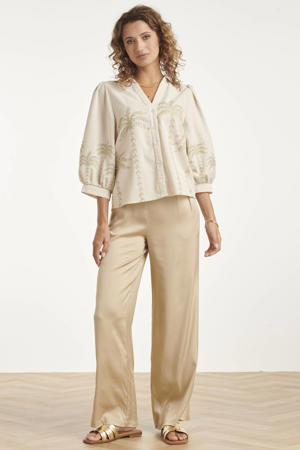 gebloemde blouse beige