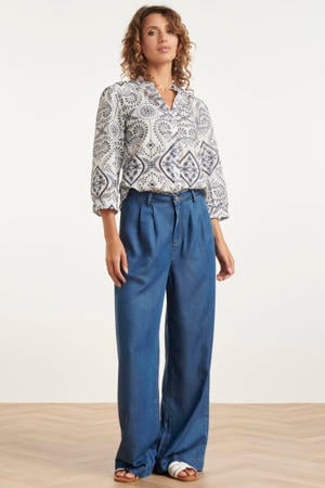 blouse met paisley print beige