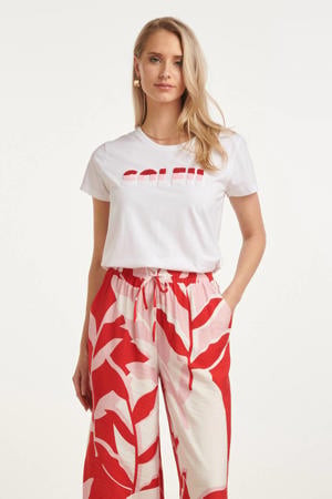 T-shirt wit met textuur