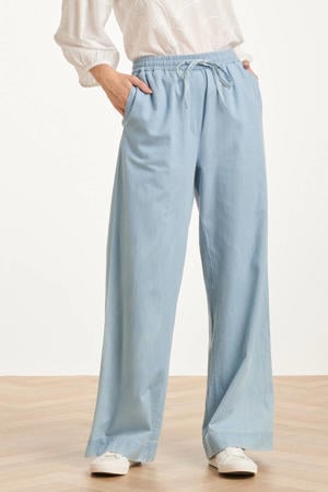 high waist casual broek light blue denim