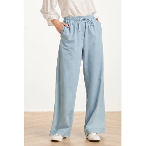 Smashed Lemon high waist casual broek light blue denim afbeelding