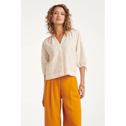 Smashed Lemon gebloemde blouse ecru afbeelding