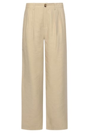 straight high waist pantalon beige