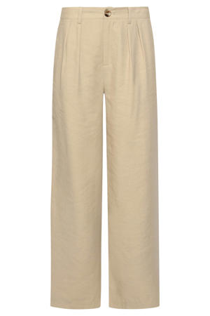 straight high waist pantalon beige