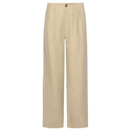 Smashed Lemon straight high waist pantalon beige afbeelding
