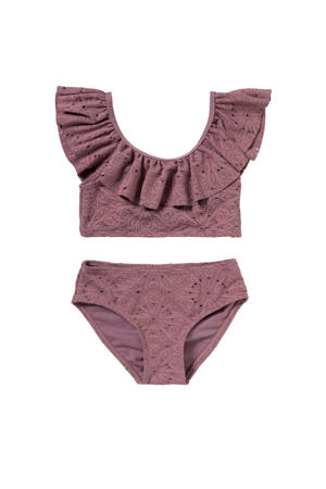 crop bikini met ruches paars