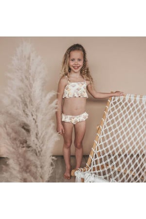 crop bikini met ruches ecru