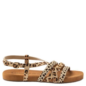 Zuza sandalen met panterprint beige/zwart