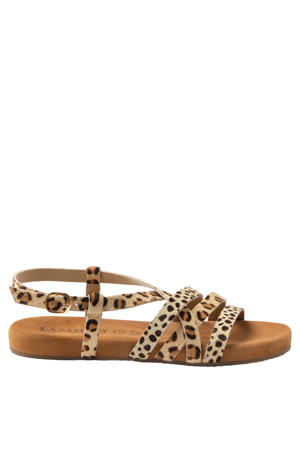 Zuza sandalen met panterprint beige/zwart