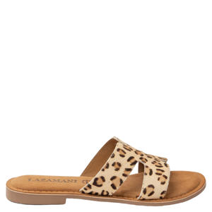 Lumi slippers met panterprint beige