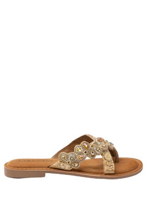 Pena leren slippers beige
