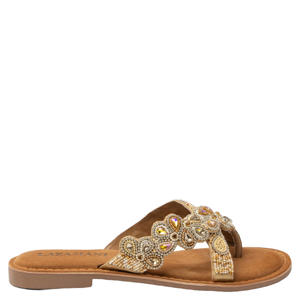 Pena leren slippers beige