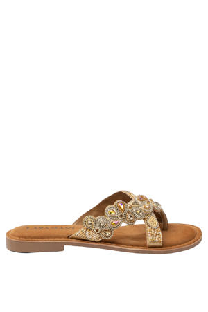 Pena leren slippers beige