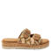 Lazamani Ragna suède slippers met plateauzool en kraaltjes cognac