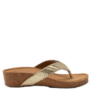 teenslippers met sleehak goud