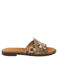 Lazamani Suze leren slippers met dierenprint en panterprint beige/zwart