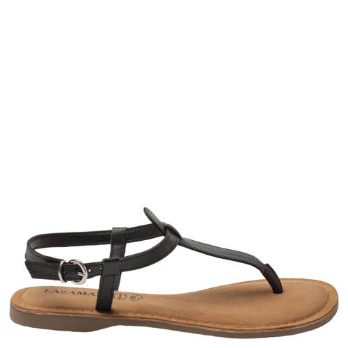 Lazamani Imme leren sandalen zwart