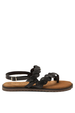 Jona leren sandalen met gevlochten zwart