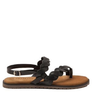Jona leren sandalen met gevlochten zwart