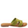 Lazamani Lina suède slippers met studs groen