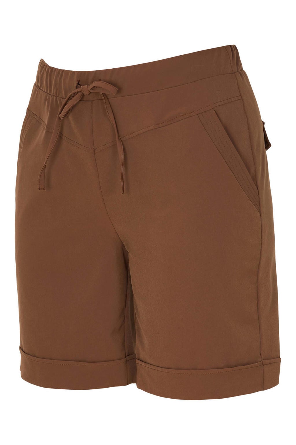 Bruine dames Dreamstar relaxed regular waist casual short van polyamide met elastische tailleband met koord en effen