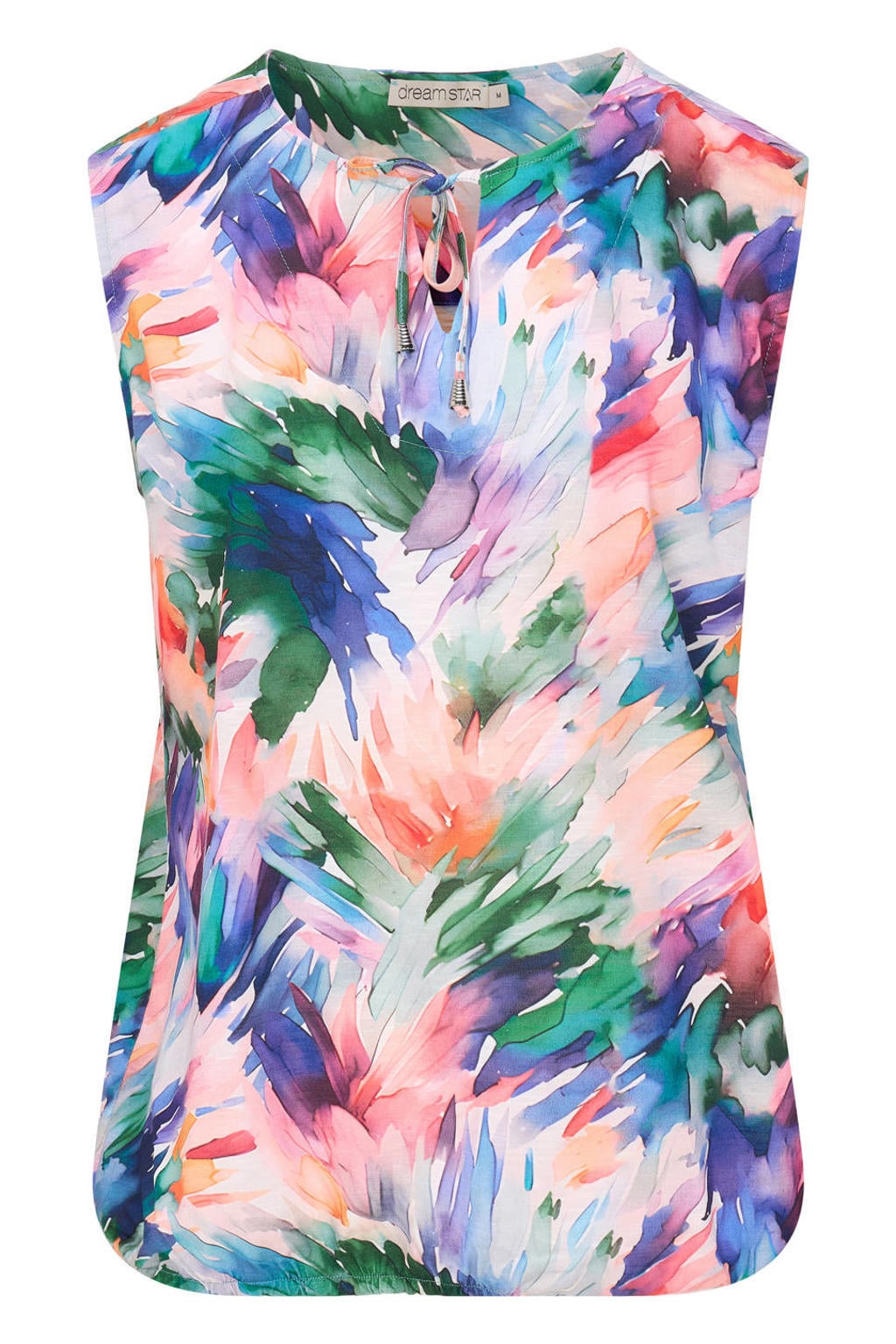 Multikleurige dames Dreamstar blousetop van polyester met V-hals en elastische boord