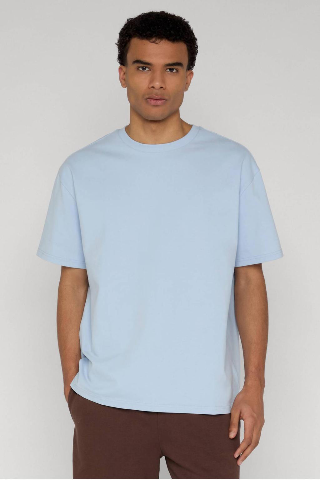 Lichtblauwe heren Urban Classics relaxed fit T-shirt van katoen met effen, korte mouwen en ronde hals