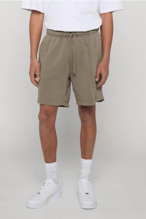 regular fit sweatshort met elastische boord - olijfgroen
