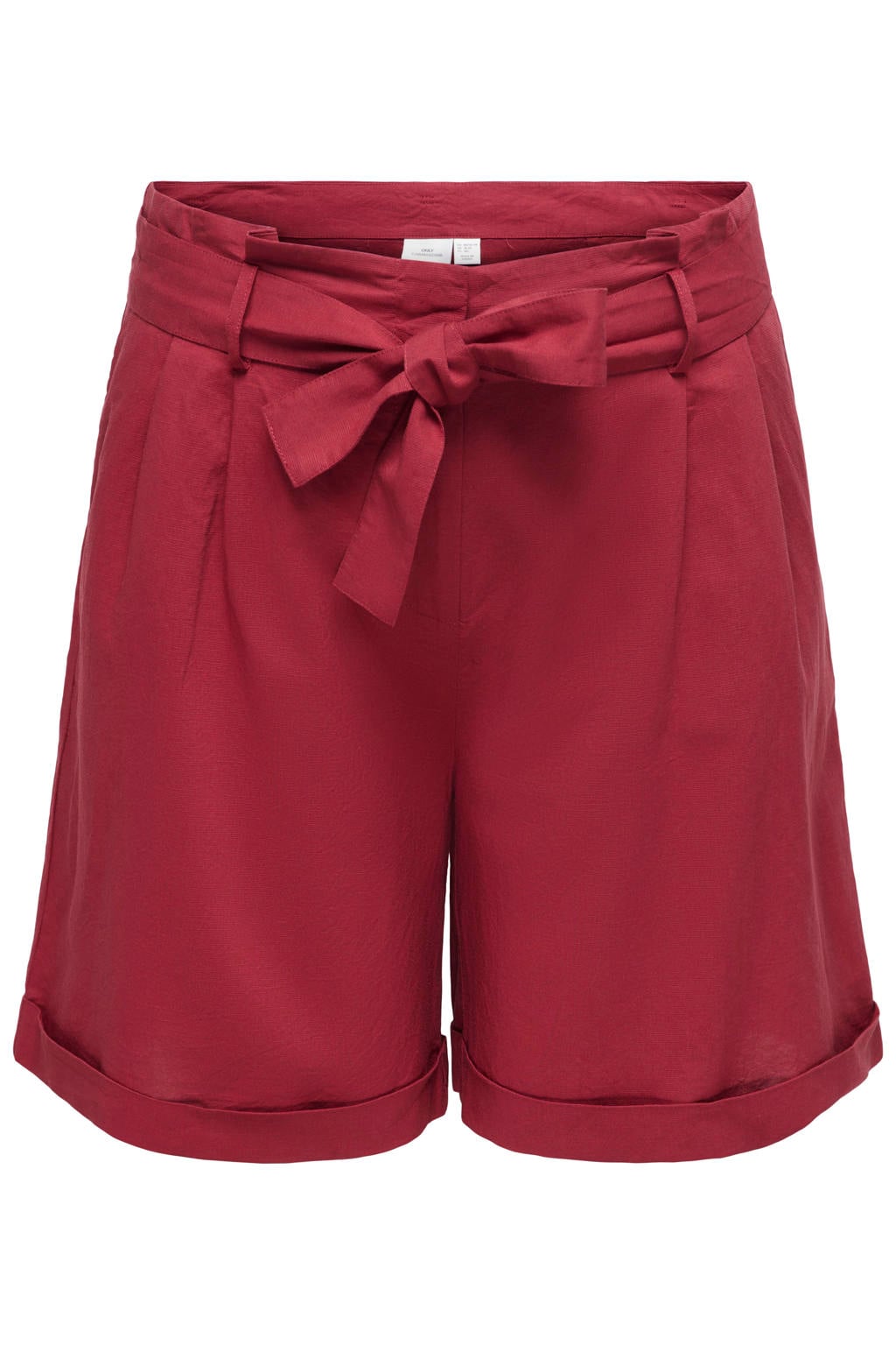 Rode dames ONLY CARMAKOMA Carisola Hw Belt Shorts Pnt casual short van lyocell met loose fit, high waist en effen