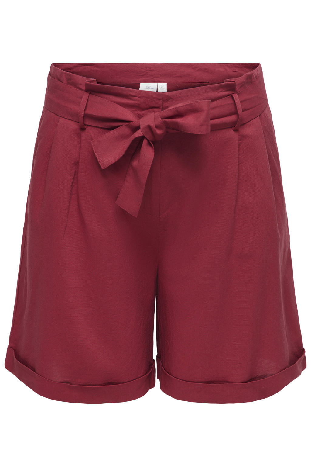 Rode dames ONLY CARMAKOMA Carisola Hw Belt Shorts Pnt casual short van lyocell met loose fit, high waist en effen