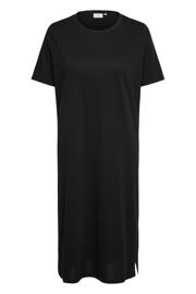 thumbnail: Zwarte dames ONLY CARMAKOMA T-shirtjurk van katoen met effen, korte mouwen en ronde hals
