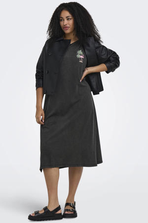 T-shirtjurk met backprint zwart