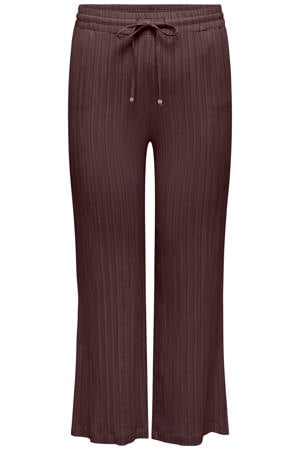 regular high waist gestreepte casual broek donkerbruin