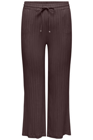 regular high waist gestreepte casual broek donkerbruin
