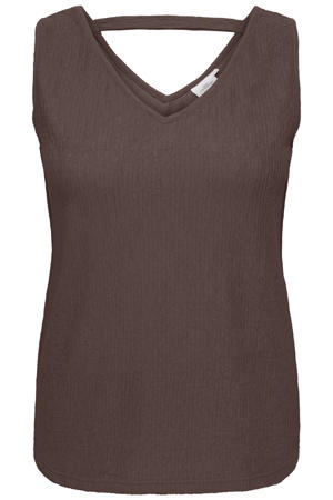 top met open detail Plus Size - bruin
