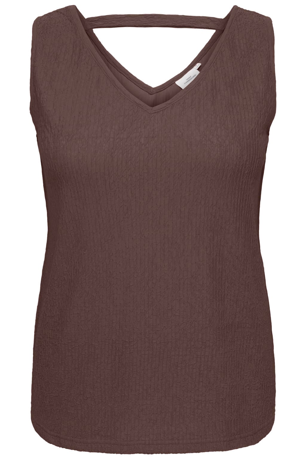 Bruine dames ONLY CARMAKOMA top detail Plus Size van polyester met effen