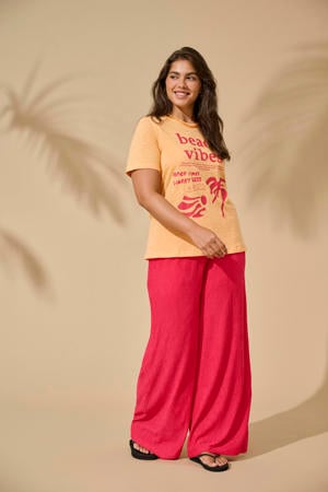wide leg regular waist casual broek