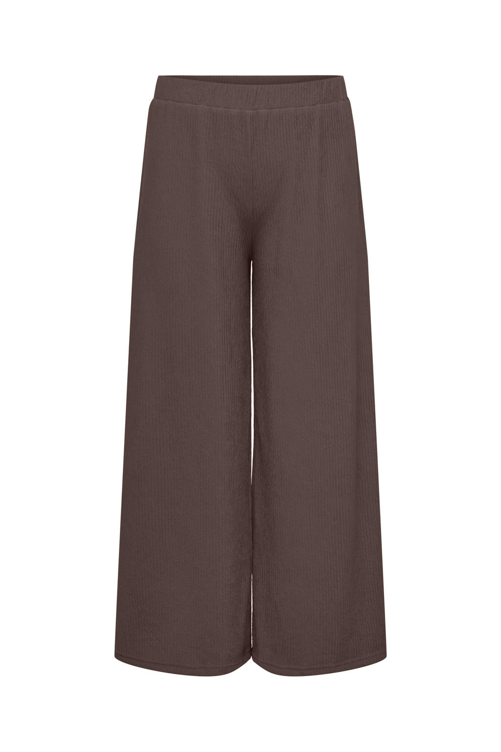 Donkerblauwe dames ONLY CARMAKOMA wide leg regular waist casual broek met effen