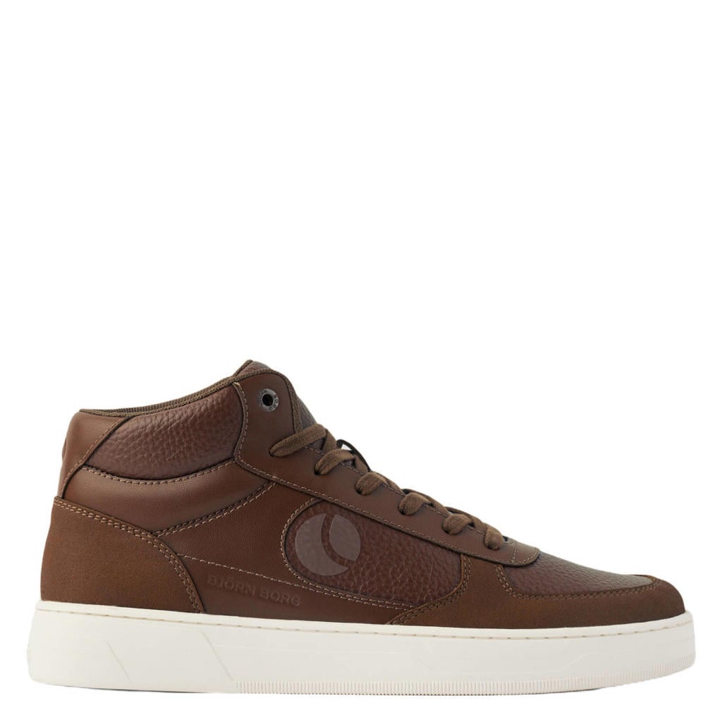Cognackleurige heren Björn Borg Challenger Mid imitatieleren sneakers - van 60% polyurethaan(/40% polyurethaan (pu waterbased)" met veters