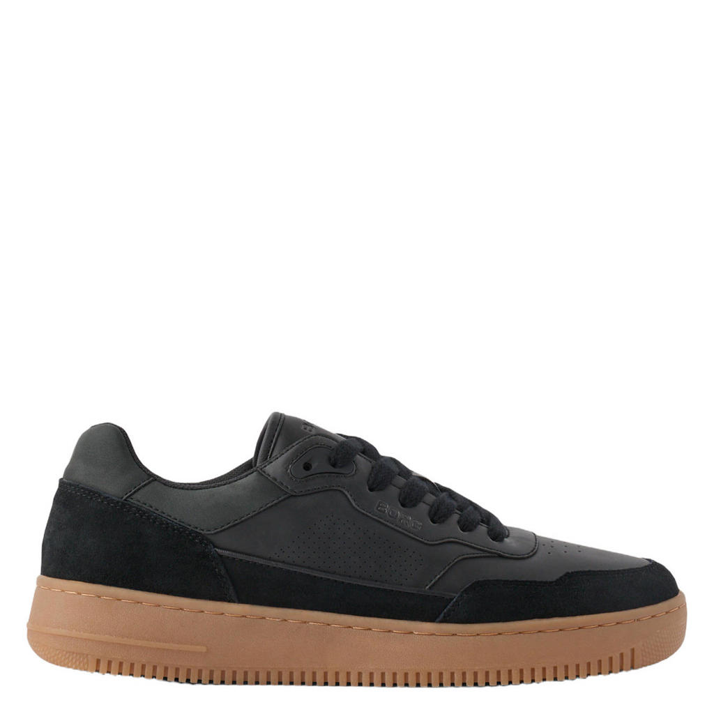 Zwarte heren Björn Borg Line imitatieleren sneakers - van 52% polyurethaan/48% leer met veters
